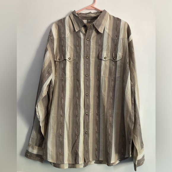 Vintage Scully Western SZ XXL Brown and White Casual Button Down Cowboy Shirt - Picture 2 of 11